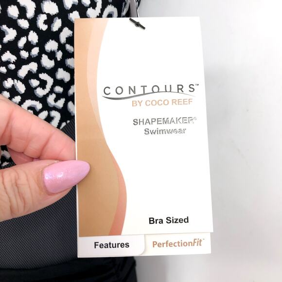 CONTOURS COCO REEF Suraya One-Piece Swimsuit Size 8 32C Black White Cheetah NWT - Picture 7 of 14